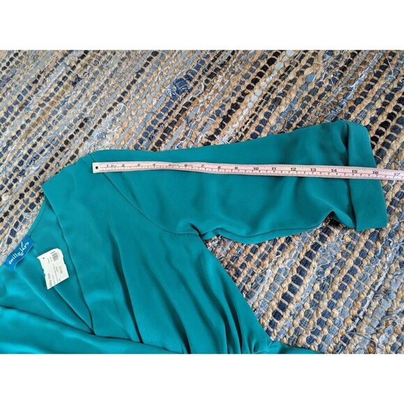 NWT Willie Jays Dress Vneck Mini 3/4 Sleeves Green Sz S Elastic Waist Comfy Cute - Picture 6 of 7